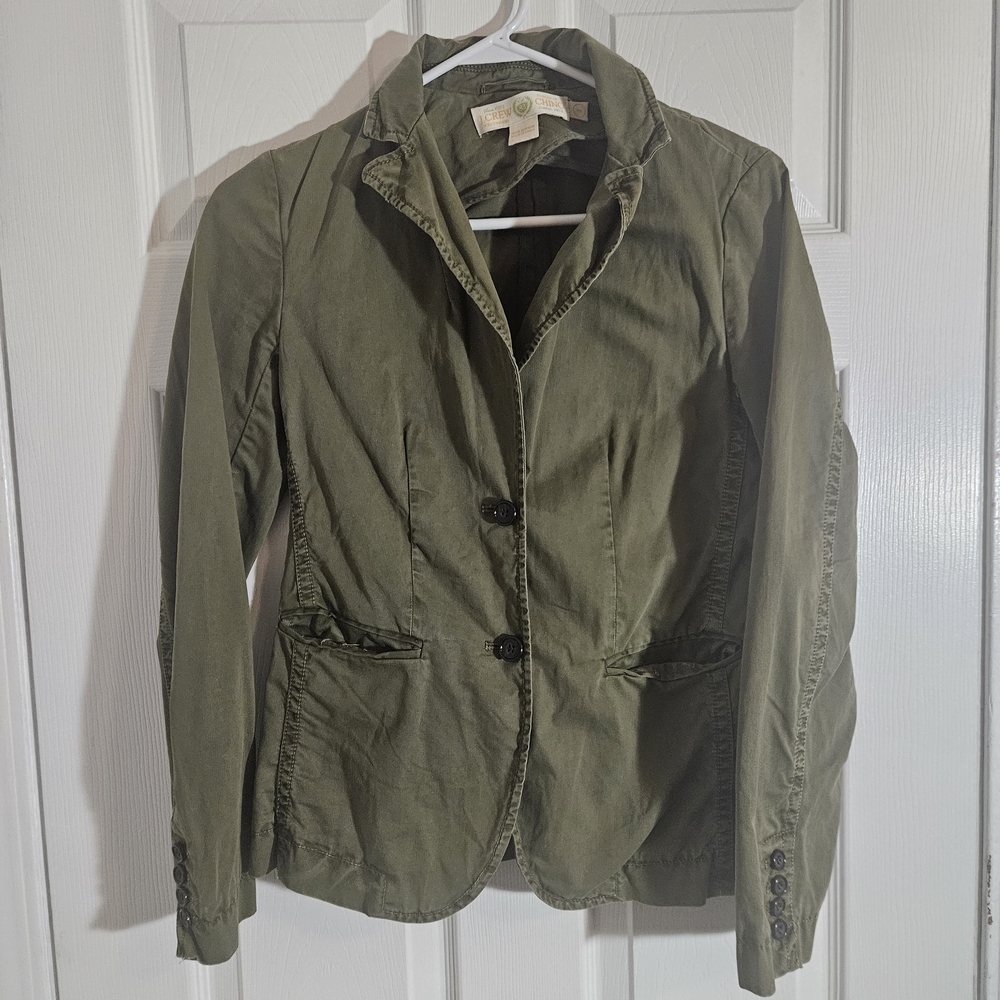 J. Crew Womens 2P Olive Green Chino Jacket.